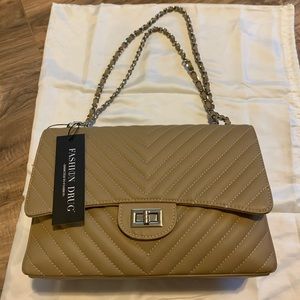 Fashion Drug Dark Beige Jumbo Flap Bag